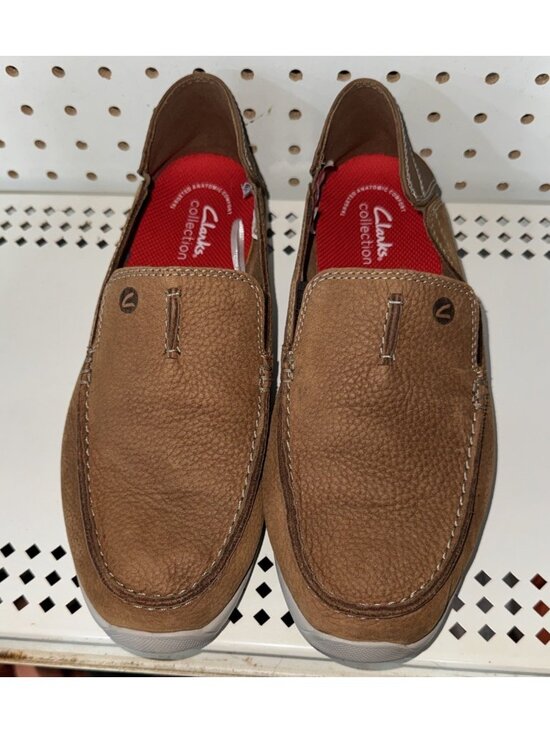 Clarks Gorwin Step Mens Nubuck Casual Slip On Loafers Shoes Size 8.5 WIDE Brown main image 4